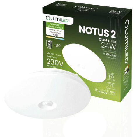 LED-Deckenleuchte zur Aufputzmontage, 24 W, NOTUS 2, rund, mit Bewegungsmelder, IP44, 33 cm, LUMILED (1/5)