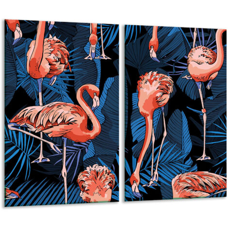 Glasscheidebrett 2x 30x52 Flamingos (1/5)