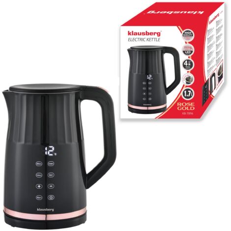 Wasserkocher mit Temperaturregelung 1,7L kabellos schwarz KLAUSBERG KB-7896 (1/5)
