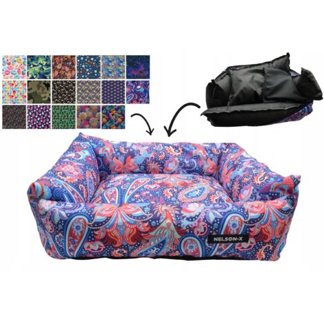 HUNDEBETT NELSON-X AUF FLORAL MIT ABNEHMBAREN REISSVERSCHLÜSSEN MIT ZIPPER 60X50CM (1/5)