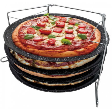 Plaques à pizza - Kinghoff - KH1553 - Set de 4 - Couleur Noir - Température variable - Maison