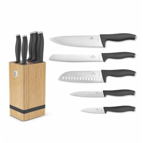 Messerset im Bambusblock, 6-teilig, BERLINGER HAUS Anthrazit BH-2968