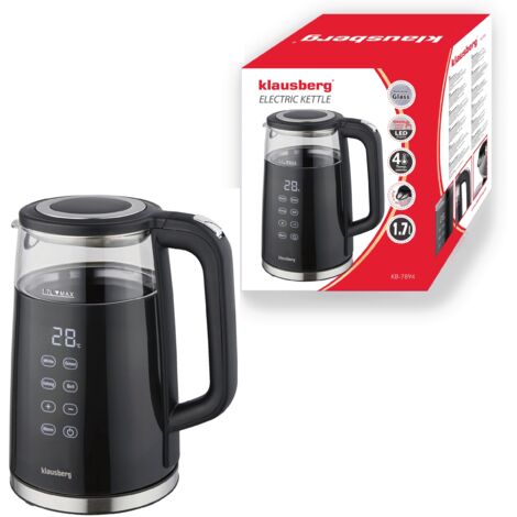Wasserkocher mit Temperaturregelung 1,7L kabellos schwarz KLAUSBERG KB-7894 (1/5)