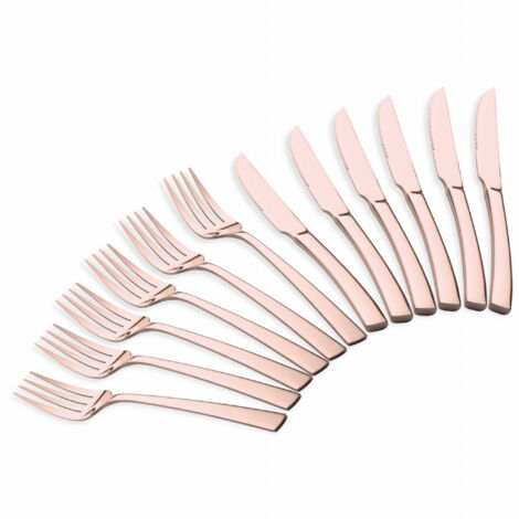 BERLINGER HAUS Rose Gold BH-3088 12-teiliges Steak- und Fleischbesteckset für 6 Personen, Roségold glänzend