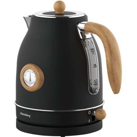 Wasserkocher mit Thermometer, Edelstahl, 1,7L, 2200W, KLAUSBERG KB-7907, schwarz