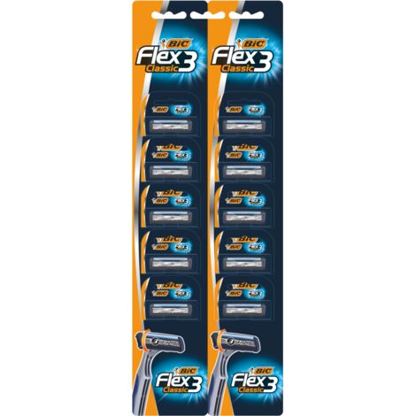 Bic Flex 3 Classic 3-Klingen-Rasierer, 10er-Pack
