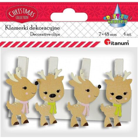 TITANUM - Rentier-Clips aus Holz - 4 Stk. für Scrapbooking und Dekoration