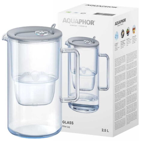 Aquaphor Glasfilterkanne 2,5 l + 1 Maxfor+ Mg Grey Kartusche