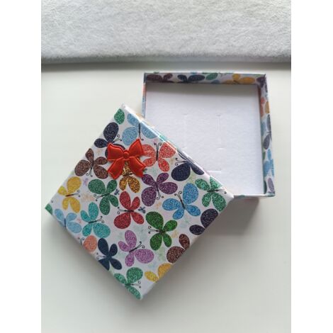 bunte quadratische Schachtel Schmetterling Geschenkverpackung Schleife 8,5 x 8,5 (1/5)