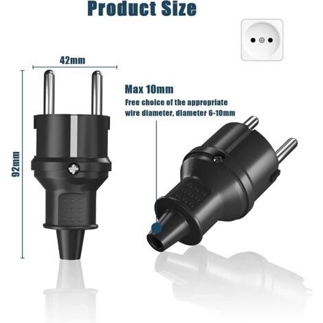 6x NÄTKONTAKT 250V 16A FÖR KABEL 6-16mm SEBS IP44
