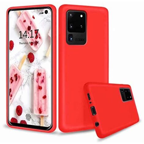 Hülle für Samsung Galaxy S20 Ultra Silikon Rot +1x Schutzfolie (1/5)