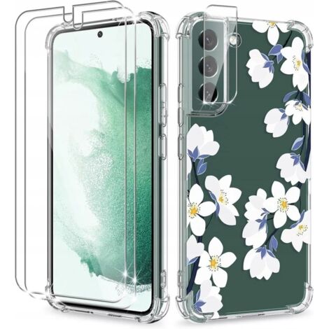 Hülle für Samsung Galaxy S22+ Silikon transparente Blumenrückseite + 2x Glas (1/5)