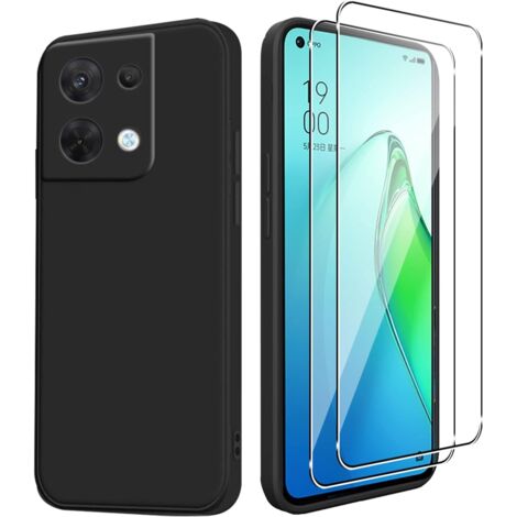 Hülle + 2x 9H gehärtetes Glas für OPPO Reno 8 5G Silikon Schwarz (1/5)