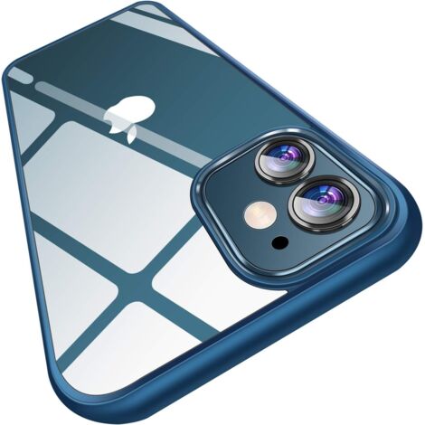 Hülle für Apple iPhone 12/12 Pro, transparente Rückseite, blauer Rahmen (1/5)