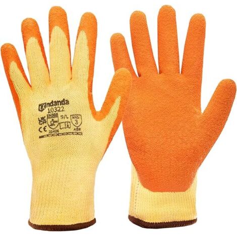 Herren-Handschuhe, orange/gelb, für Gartenarbeit, Bauarbeiten, 1 Paar, Größe L