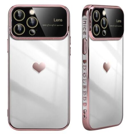 APPLE IPHONE 14 PRO SILIKONHÜLLE ROSA RAHMEN KAMERA HERZ (1/5)