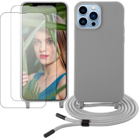 Hülle mit Trageband für Apple iPhone 13 Pro Max 6,7 Zoll, Grau + 2x gehärtetes Glas (1/5)