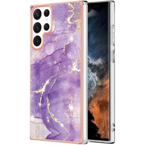 Hülle für Samsung Galaxy S22 Ultra Hard Back Case Marmor Lila (1/4)