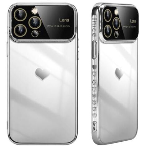 Hülle für Apple iPhone 15 Pro Max Silber Rahmen Herz Kameraschutz (1/5)