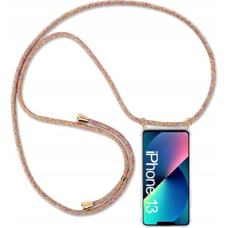 TRANSPARENTE SILIKONHÜLLE FÜR IPHONE 13 MIT FARBIGEM LANYARD 80 cm (1/5)