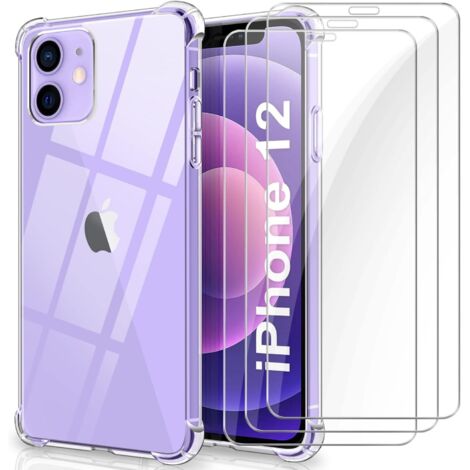 Hülle für Apple iPhone 12/12 Pro, transparentes Silikon, 3 x gehärtetes Glas (1/5)