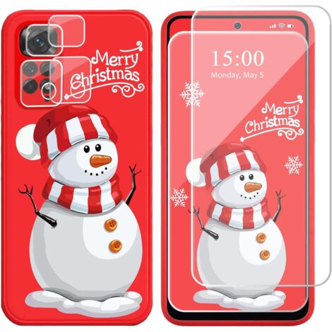 2+2X GLAS ROT HÜLLE FÜR XIAOMI POCO X4 PRO 5G SCHNEEMANN WEIHNACHTEN (1/5)