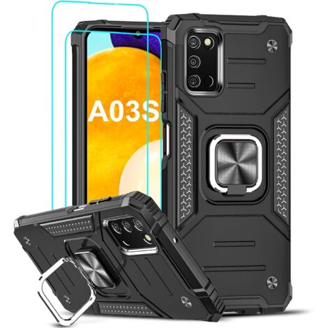 Hülle für Samsung Galaxy A03S Schwarzer Panzerring 2x gehärtetes Glas (1/5)
