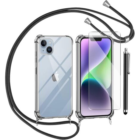 APPLE IPHONE 14 Plus HÜLLE AUS GEHÄRTETEM GLAS MIT LANYARD-STYLUS SCHWARZ (1/5)