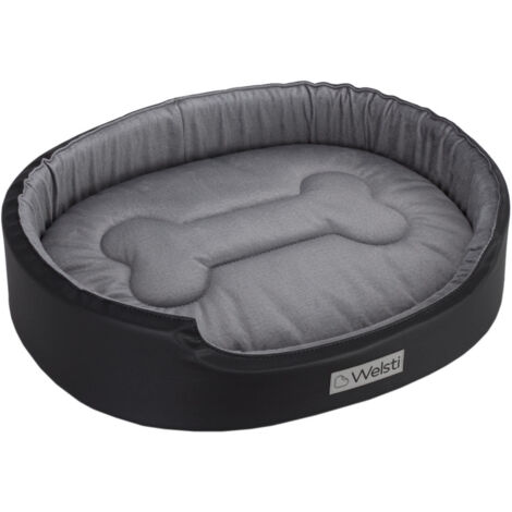 Ovales orthopädisches Hundebett Welsti grau XL 80x67 rutschfest