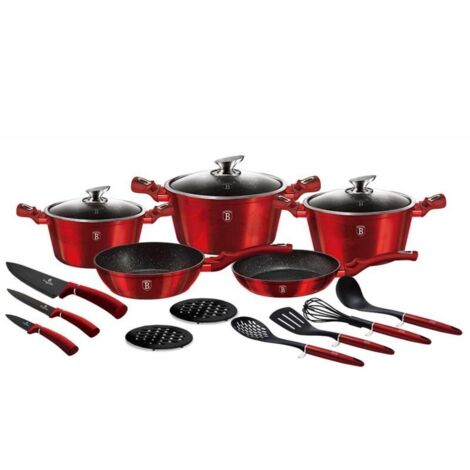 BERLINGER HAUS BH-6162 BURGUNDER GRANIT KOCHGESCHIRR SET 17 TEILIG (1/5)