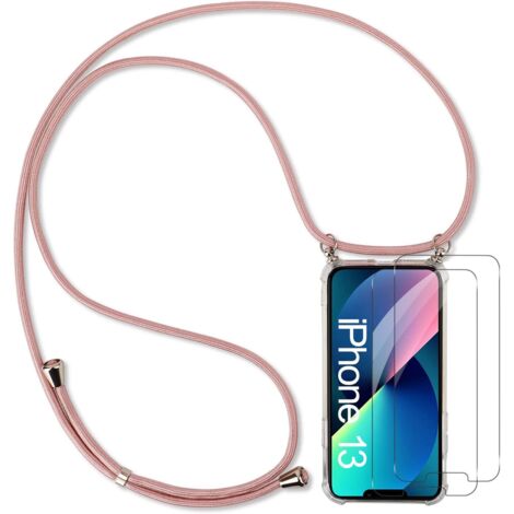SILIKONHÜLLE MIT KETTE FÜR APPLE IPHONE 13 ROSA A2483 A2636 A2638 (1/5)