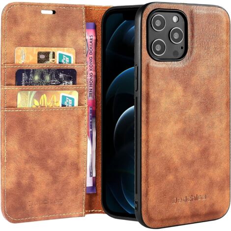 2-in-1-Hülle für Apple iPhone 13 6,1 Zoll, braune Kunstlederhülle mit Klappe + Rückseite (1/5)