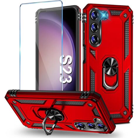 STARKE HÜLLE FÜR SAMSUNG GALAXY S23 5G ROT MIT STÄNDER AUS GEHÄRTETEM GLAS (1/5)