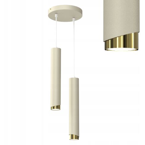 Hängende Deckenleuchte Rohr Metall GU10 Loft Spot Beige Gold (1/5)