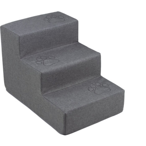 Welsti Hundetreppe 30cm 3 Stufen dunkelgrau mit Pfoten