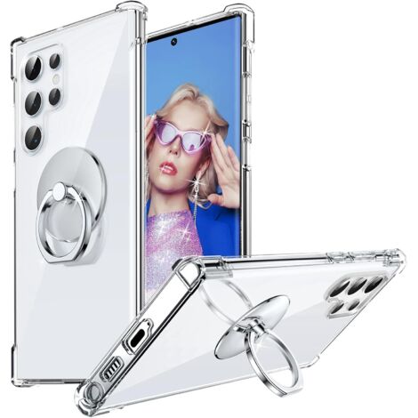 Transparente Silikonhülle für Samsung Galaxy S22 Ultra mit Metallständer (1/5)