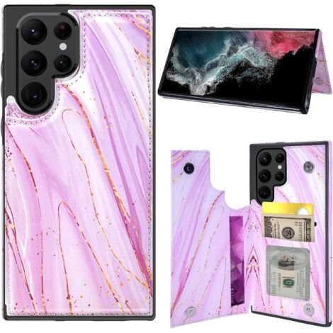 SAMSUNG GALAXY S22 ULTRA HÜLLE AUS PU-LEDER MIT BRIEFTASCHE ROSA (1/5)