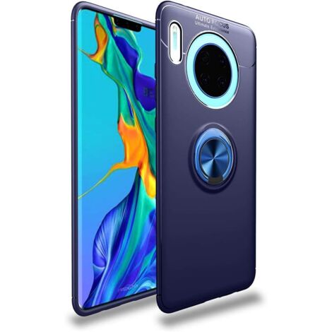 Hülle für Huawei Mate 30, schwarze Silikonrückseite mit Ring (1/5)
