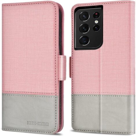 SAMSUNG GALAXY S21 ULTRA PINK GRAU STOFFKLAPPENHÜLLE SM-G998 (1/5)