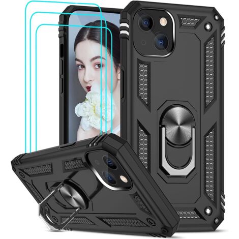 Panzerhülle für Apple iPhone 13 6.1" Schwarz mit Halterung + 3x gehärtetes Glas (1/5)