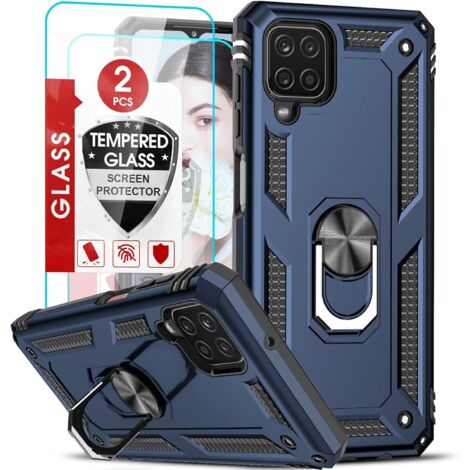Hülle für Samsung Galaxy A12 6,5" Hülle Marineblau Panzerring + 2x Glas (1/5)