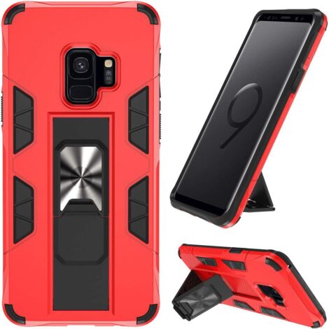 Hülle für Samsung Galaxy S9, rote Rückseite, solide, stabil, mit Ständer (1/5)