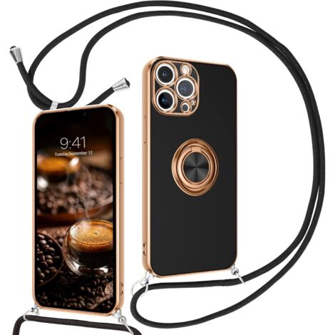 SCHWARZE HÜLLE FÜR APPLE IPHONE 13 PRO MAX 6,7" GOLDRAHMEN SILIKONRING (1/5)