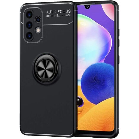 Hülle für Samsung Galaxy A32 4G, schwarze Silikonrückseite, massiv + Ring (1/5)