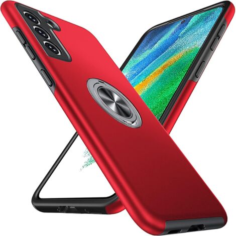 Hülle für Samsung Galaxy S22+ Rot mit Ring Satin Solid Holder (1/5)