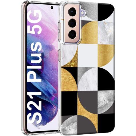 Silikonhülle für Samsung Galaxy S21+ Hülle Schwarz Gelb Weiß Geometrisch (1/5)