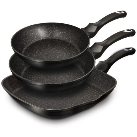 3er-Set Granitpfannen Berlinger Haus BH-6157 Schwarz Silber (1/4)