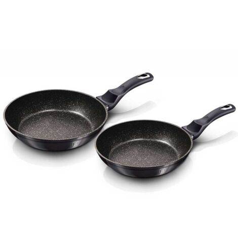 Berlinger Haus Carbon Pro Set van 2 pannen en grill, inductie, 20-24-28 cm, gesmeed aluminium, milieuvriendelijk, PFOA-vrij, luchtdicht deksel, afneembare handgrepen, design, glaskeramiek, gas