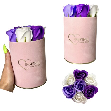 Flowerbox Inspiruj - Rosa Box mit Seifenrosen - Nr. 7 Lila Mix (1/5)