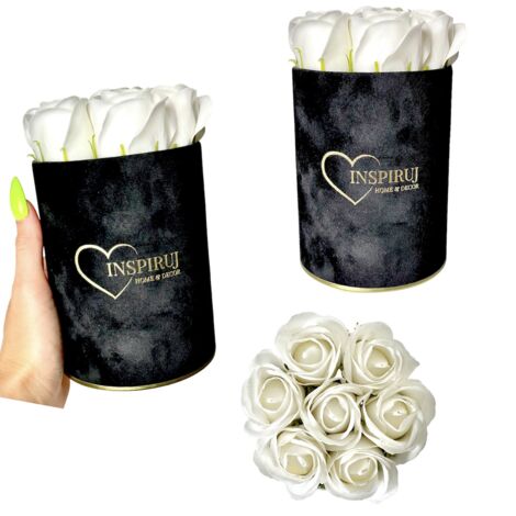 Flowerbox Inspiruj - Schwarze Box mit Seifenrosen - Nr. 19 Weiß (1/5)